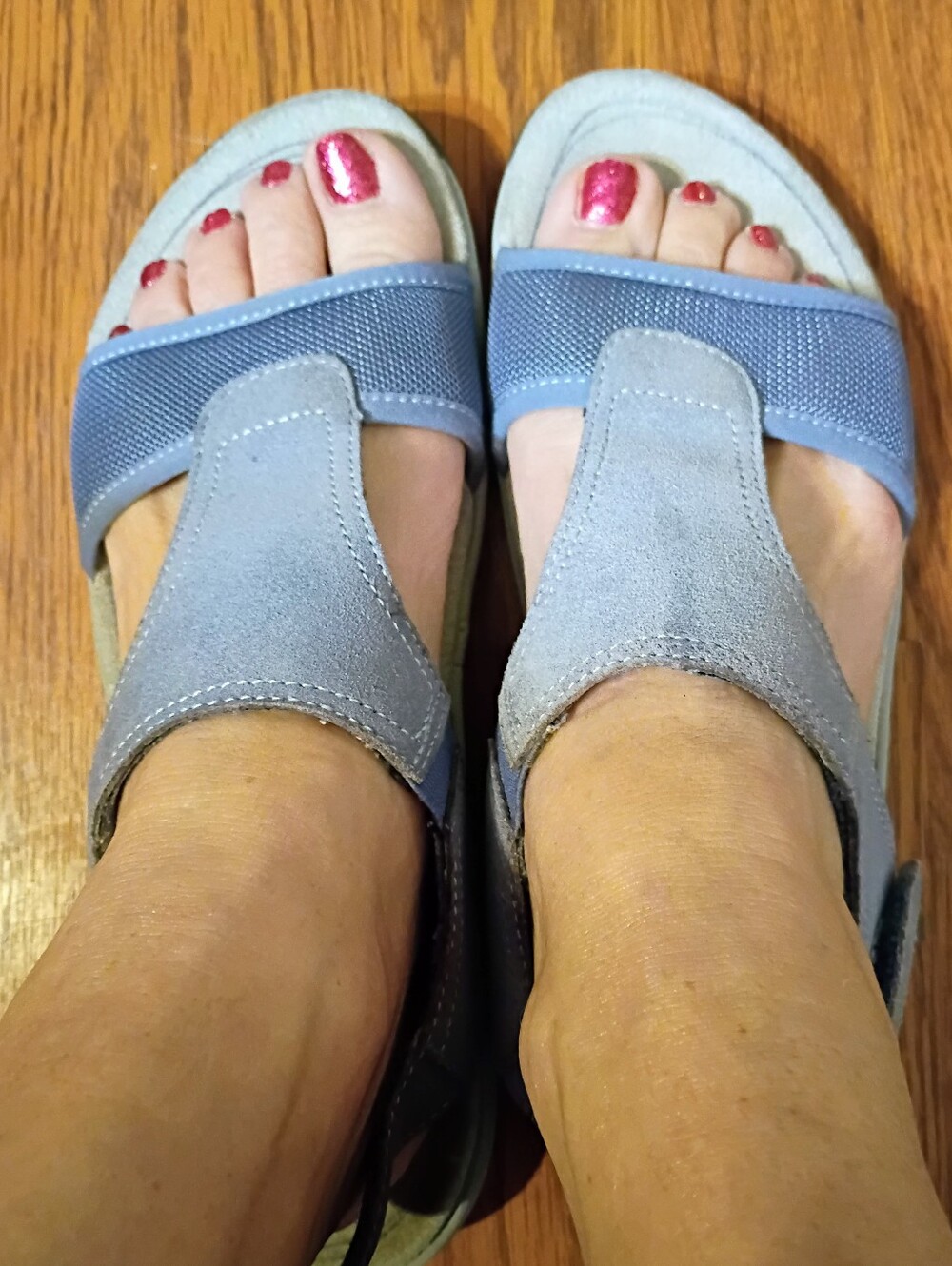 Explore 24 Light Blue Suede and Mesh Strappy Sandals